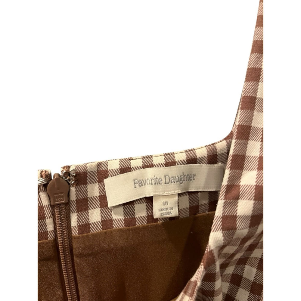 Favorite Daughter Anthropologie The Break Up Mini Dress Size 10 Gingham Brown - Picture 9 of 9